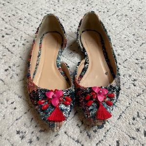 Jcrew tweed flats with front appliqué
